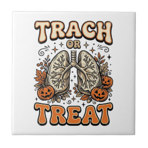 Tracheostomy Halloween Nurse Trick Or Treat Design Tile