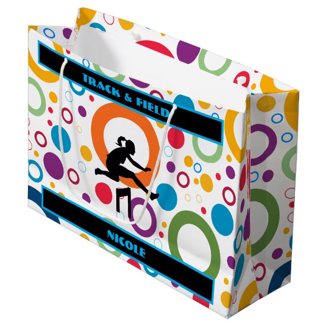 Track and Field Abstract Large Gift Bag (Front Angled)