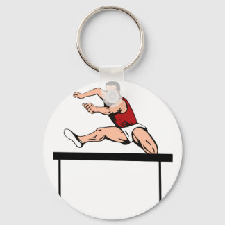 track and field athlete jumping hurdle key ring