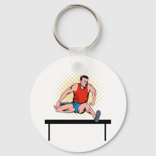 track and field athlete jumping hurdle key ring