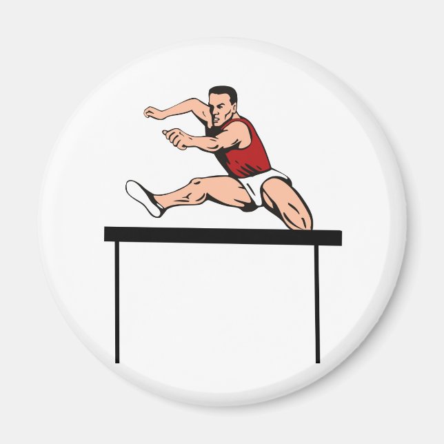 track and field athlete jumping hurdle magnet (Front)