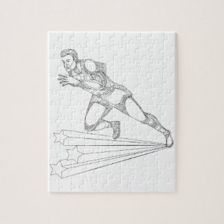 Track and Field Athlete Running Doodle Art Jigsaw Puzzle