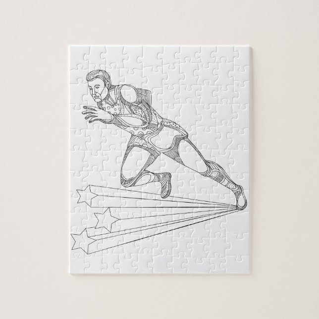 Track and Field Athlete Running Doodle Art Jigsaw Puzzle (Vertical)