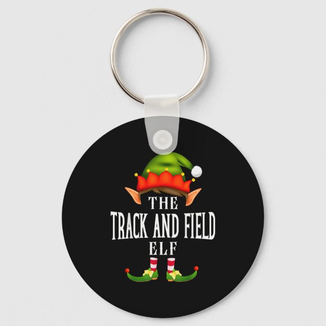 Track And Field Elf Group Funny Christmas Pajama P Key Ring (Front)
