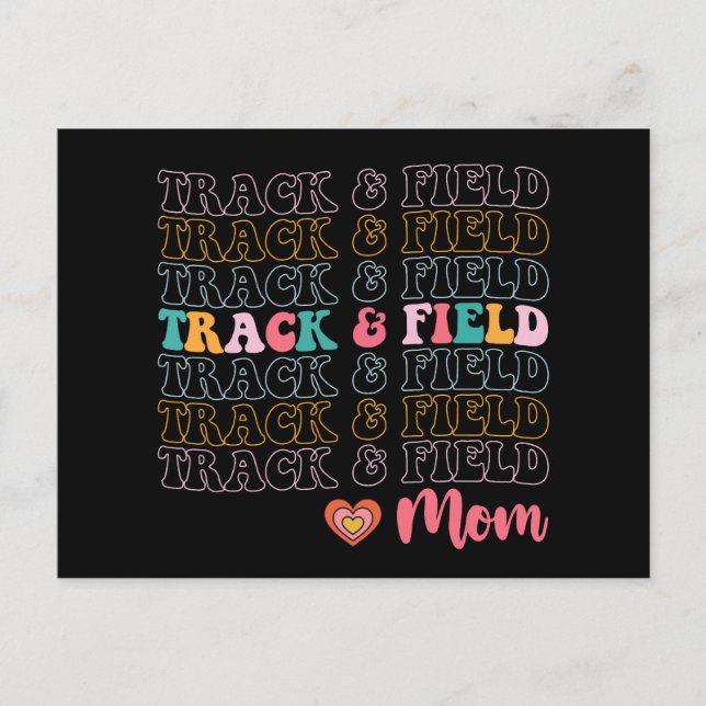 Track And Field Mum Groovy Running Mother’s Day Postcard (Front)