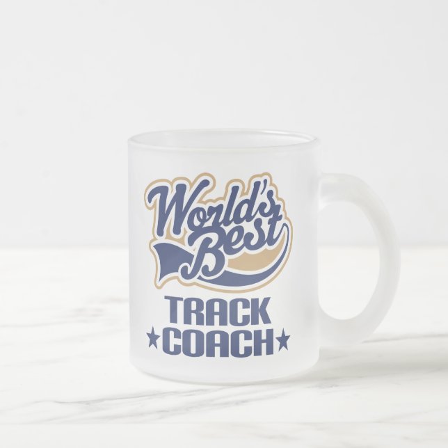 Track Coach Gift Frosted Glass Coffee Mug (Right)