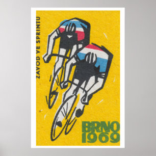 Track Cycling Matchbox Art Print, Czech Vintage Poster
