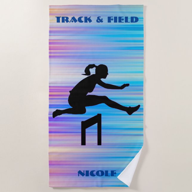 Track & Field Beach Towel w/ Her Name (Front)