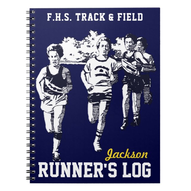 Track & Field Runner's Log Personalised Notebook (Front)