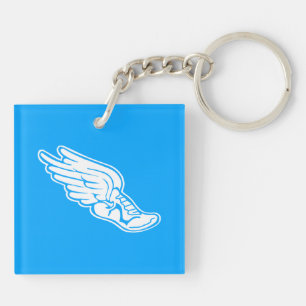 Track Logo Acrylic Keychain Blue
