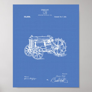 Tractor 1919 Patent Art Blueprint Poster
