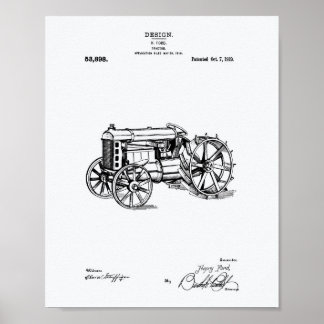 Tractor 1919 Patent Art White Paper Poster