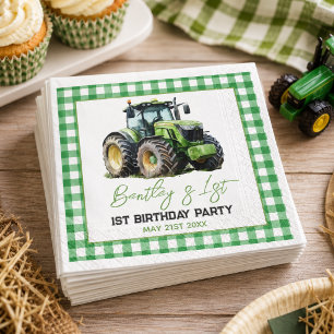 Tractor 1st Birthday Party Fun Farm Napkin
