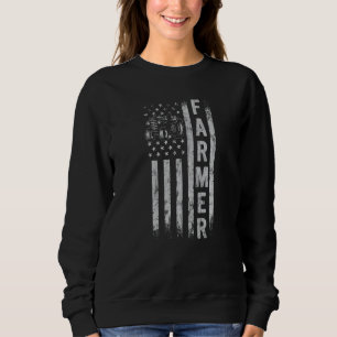 Tractor American Flag Graphic Patriotic Farmer Far Sweatshirt