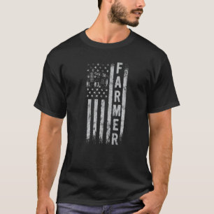 Tractor American Flag Graphic Patriotic Farmer Far T-Shirt