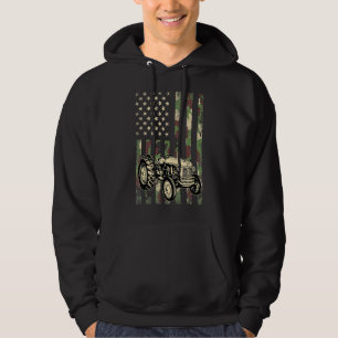 Tractor American Flag Patriotic Camo Farmer Dad 4t Hoodie