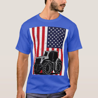 Tractor American Flag patriotic vintage farming 2 T-Shirt