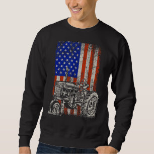 Tractor American Usa Flag Patriotic Farmer Fourth  Sweatshirt