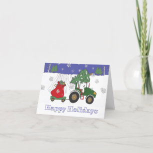 Tractor at Christmas  Holiday Card