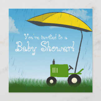 Tractor Baby Shower Invitation: Green Tractor Invitation
