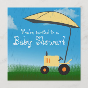 Tractor Baby Shower Invitation: Yellow Tractor Invitation