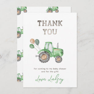 Tractor Baby Shower Thank You Card 