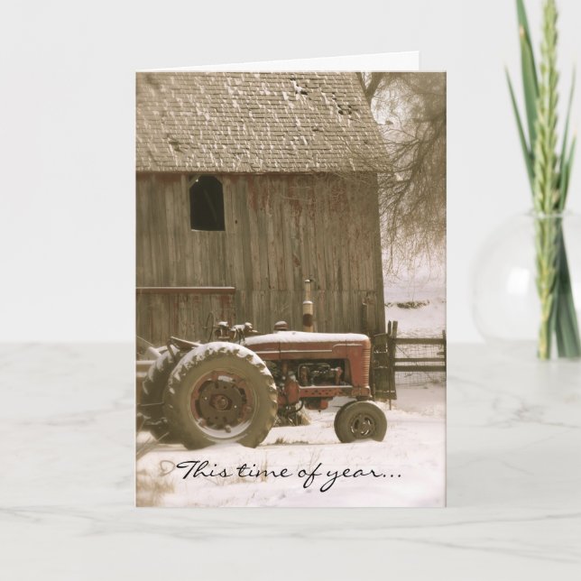 Tractor & Barn Christmas Card (Front)