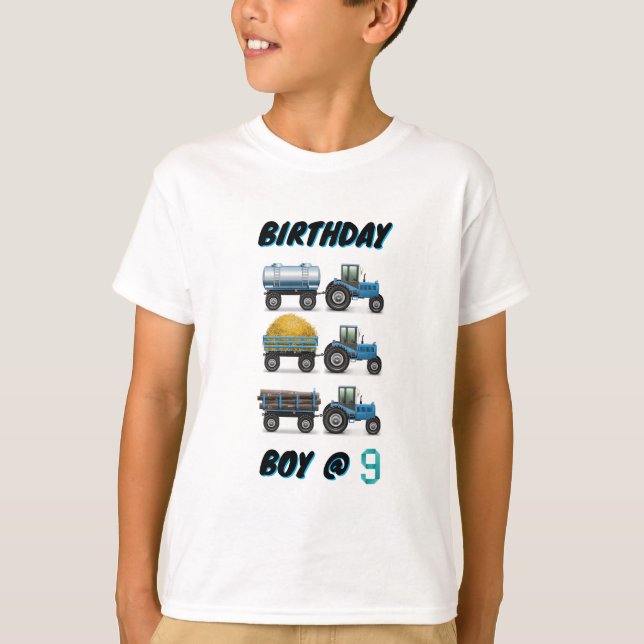 Tractor Birthday Boy @ 9 T-Shirt (Front)