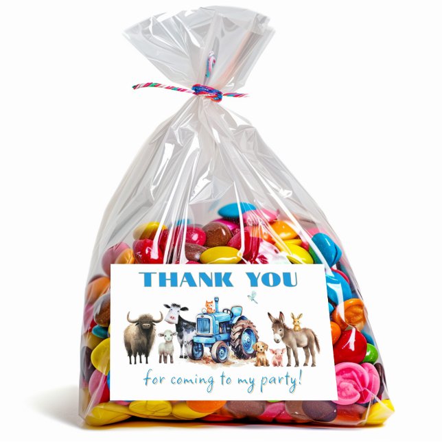 Tractor Birthday Farm Animals Thank You Rectangular Sticker (Creator Uploaded)