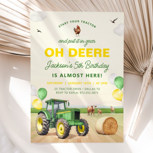 Tractor Birthday Invitation Farm Birthday, Tractor (Creator Uploaded)