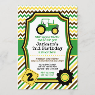 Tractor Birthday Invitation with Envelopes