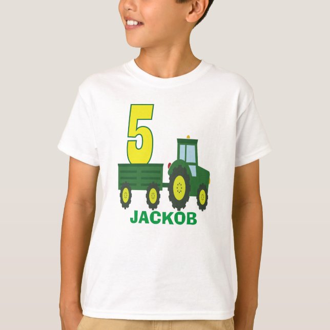 Tractor birthday shirt - personalized 5TH birthday (Front)