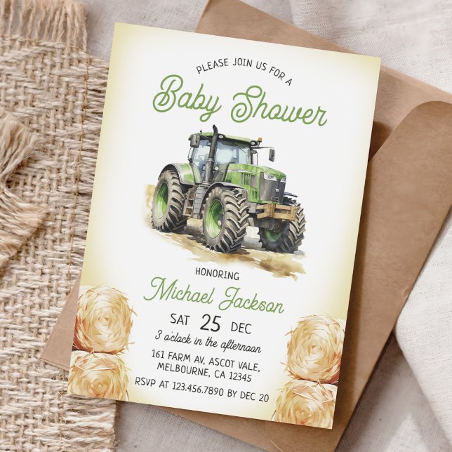 Tractor Boy Baby Shower  Invitation (Creator Uploaded)