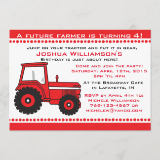 Tractor Boy / Girl Birthday Party Invitation