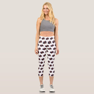 Tractor cartoon illustration capri leggings