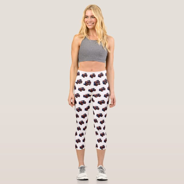Tractor cartoon illustration  capri leggings (Front)