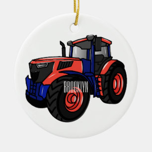 Tractor cartoon illustration ceramic tree decoration