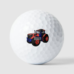Tractor cartoon illustration golf balls