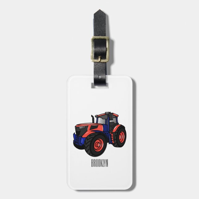 Tractor cartoon illustration  luggage tag (Front Vertical)