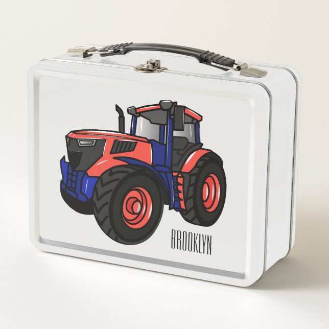 Tractor cartoon illustration  metal lunch box (Front)