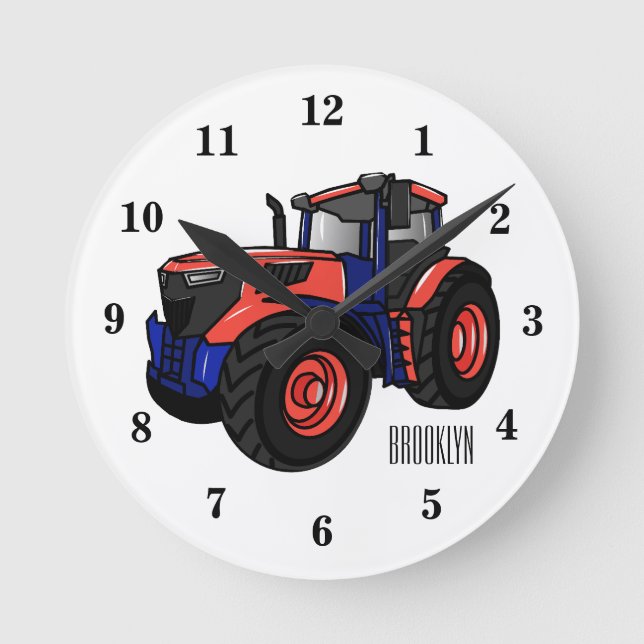 Tractor cartoon illustration  round clock (Front)