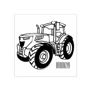 Tractor cartoon illustration rubber stamp