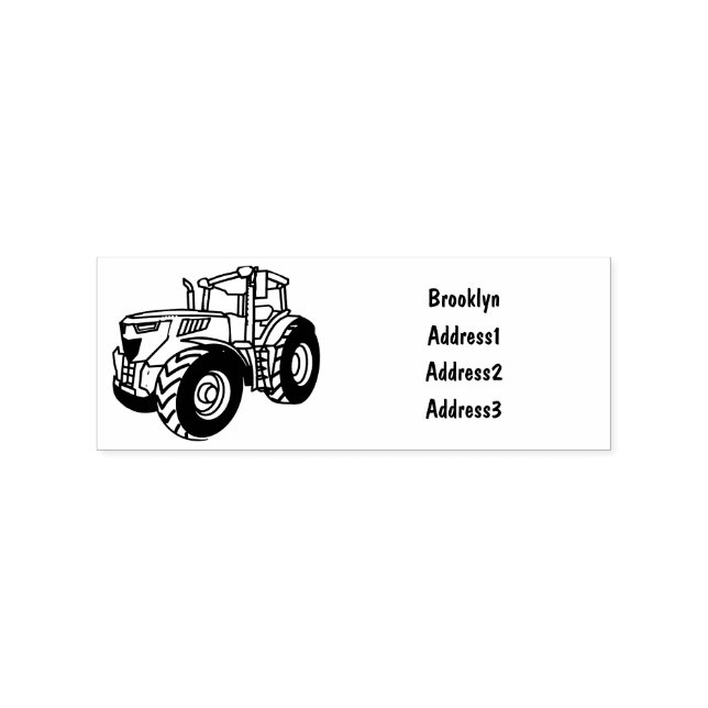 Tractor cartoon illustration rubber stamp (Imprint)