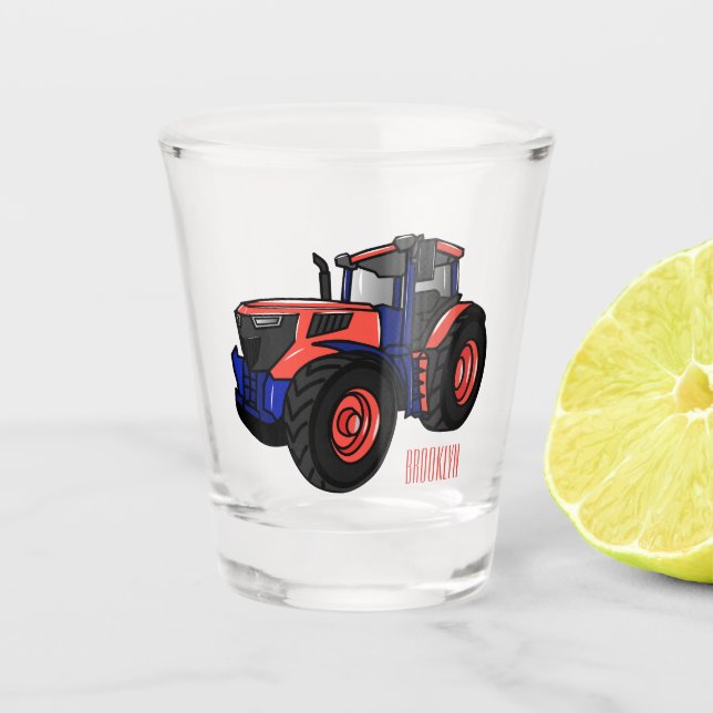 Tractor cartoon illustration  shot glass (Front)