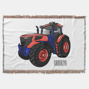 Tractor cartoon illustration  throw blanket
