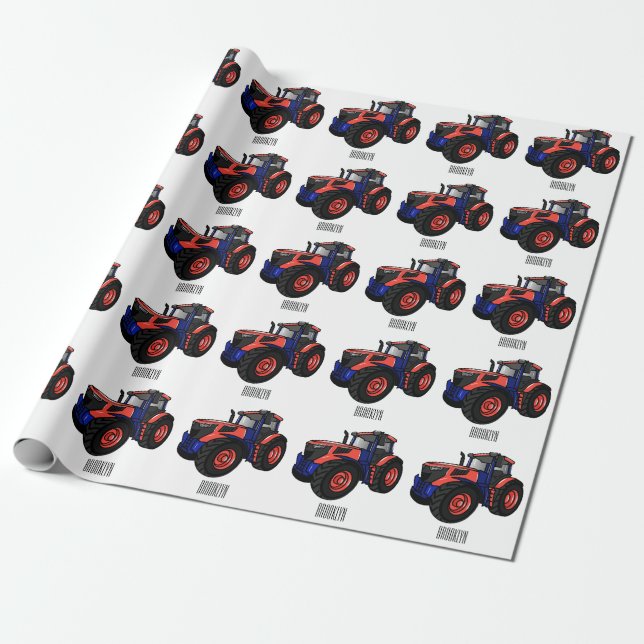 Tractor cartoon illustration  wrapping paper (Unrolled)