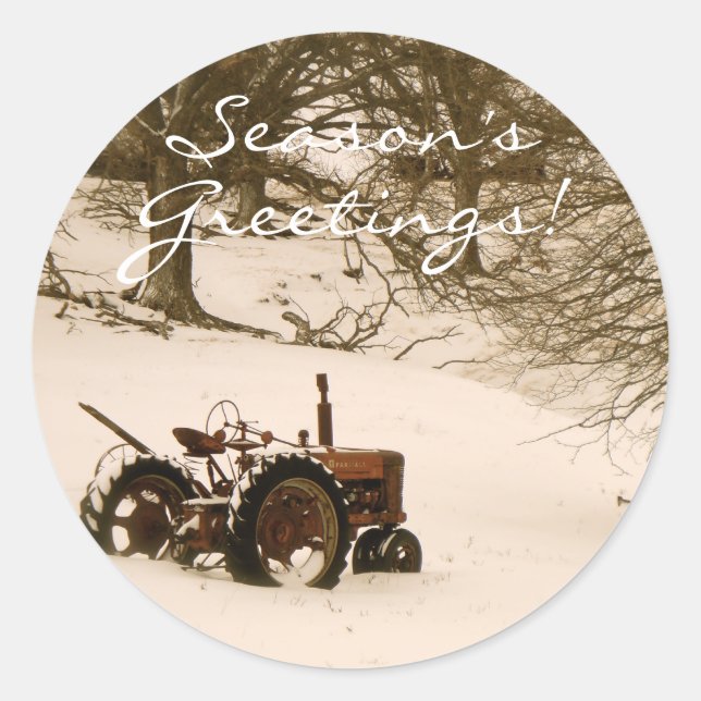 Tractor Christmas Card Envelope Seal (Front)