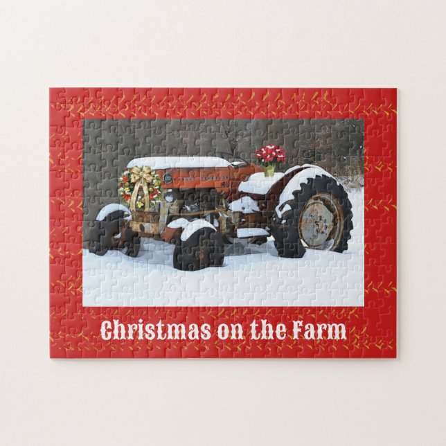 Tractor Christmas Farm Style Puzzle (Horizontal)
