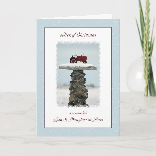 Tractor Christmas for Son and Daughter in Law Holiday Card (Front)