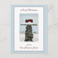 Tractor Christmas From Our House to Yours Postcard